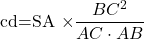 $cd=SA \times  \dfrac{BC^2}{AC \cdot AB}$