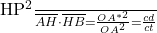 $\frac{HP^2}{\overline{AH}\cdot \overline{HB}}=\frac{OA^{*2}}{OA^2}=\frac{cd}{ct}$