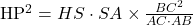 $HP^2=HS \cdot SA \times  \frac{BC^2}{AC \cdot AB}$