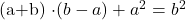 Rendered by QuickLaTeX.com $(a+b) \cdot (b-a)+a^2=b^2$